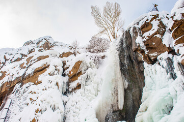 It's Ganj Nameh Waterfall, Alvand Mountain in Iran.