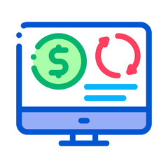 refinance money in computer mode icon vector. refinance money in computer mode sign. color symbol illustration