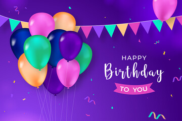 Obraz premium Happy Birthday Vector Design with Colorful Balloons