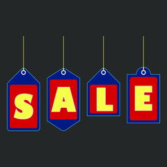 Set of 4 Sale Badges in Red and Blue. Design of 4 sale tags in red and blue color. Perfect for sale, promo, label, sticker, price tag, retail, etc
