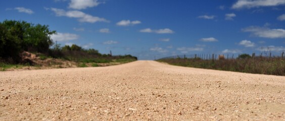 Fototapeta na wymiar Dirt road in Garzon, Rocha, Uruguay