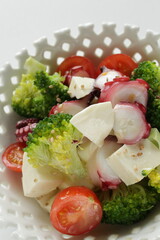 Octopus and vegetable with Mozzarella cheese salad
