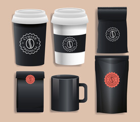 set of black elegant coffee packings products