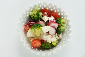 Octopus and vegetable with Mozzarella cheese salad