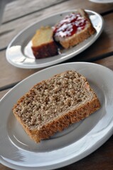 sweet strawberries jam on bread slice