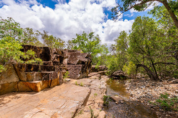 Fototapeta na wymiar Fresh water creek and swimming hole in the summer, Kroombit Tops National Park, Queensland