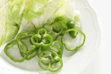 Chopped green pepper and cabbage for cooking ingredient