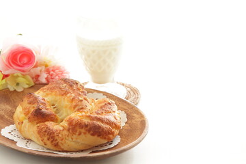 Homemade coconut flake sweet bread for breakfast