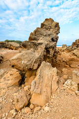 Fototapeta na wymiar It's Rock formations on the Socotra Island, Yemen. UNESCO World Heritage