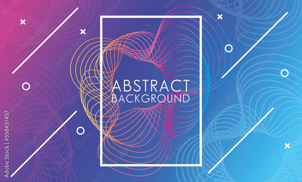 Poster vivid colors and fluids with square frame abstract background