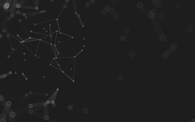 Abstract background. Molecules technology with polygonal shapes, connecting dots and lines. Connection structure. Big data visualization.