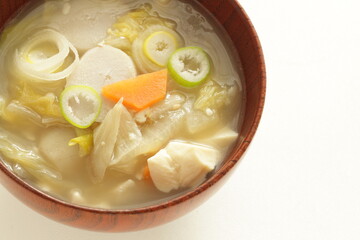 Japanese food, root vegetable in Miso soup for healthy meal