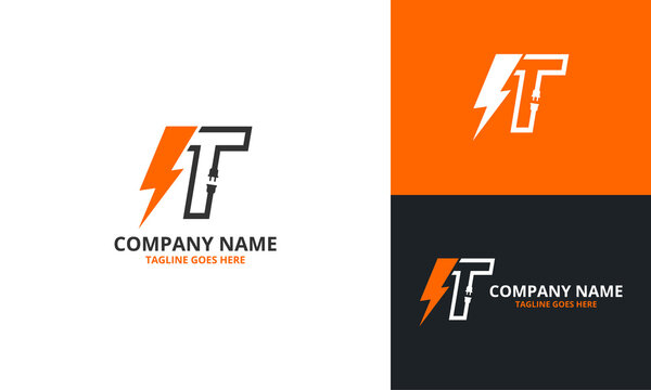 Flash T Letter Logo Icon Template. Illustration vector graphic. Design concept Electrical Bolt With Initial T Letter Logo Design. Perfect for corporate, technology, initial , community and more techno