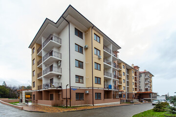Newly built five-story apartment building
