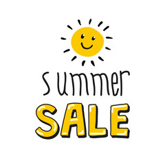 Summer Sale. The inscription depicting a yellow sun.