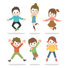 Illustration of kids cheerfully jumping