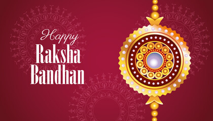 happy raksha bandhan celebration with golden flower decoration