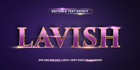 Text effect in gradient 3d Lavish words text effect theme editable metal rose gold color concept with purple background