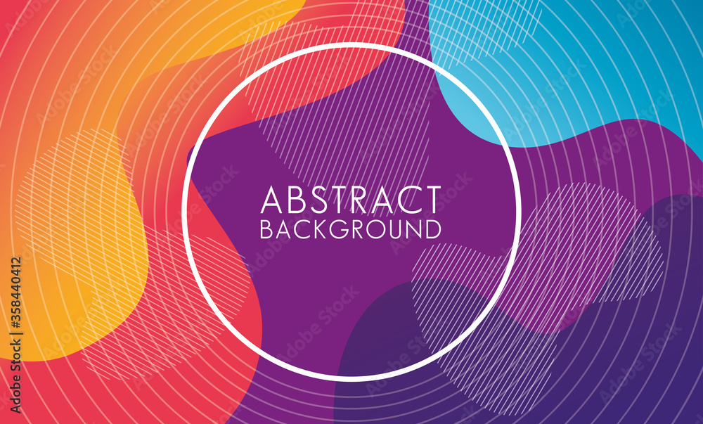 Poster vivid colors and fluids with circular frame abstract background