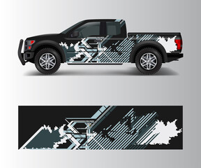 Graphic abstract stripe racing modern designs for wrap vehicle, race car, speed offroad, rally, adventure. © Saiful
