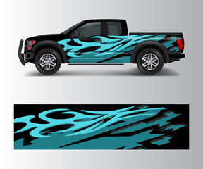 Obraz na płótnie Canvas Truck and car graphic background wrap and vinyl sticker design vector