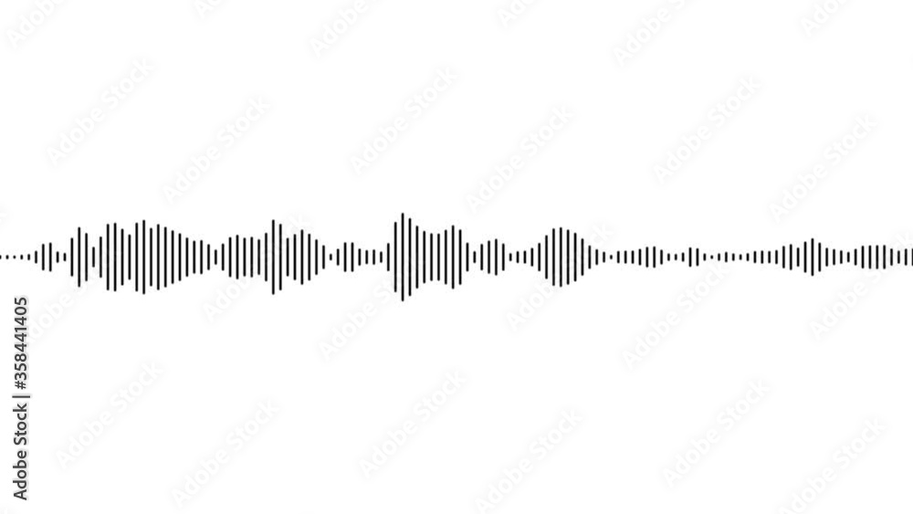 Poster a black audio speech waveform animation isolated on a white background. 4k uhd simple speech loop vi