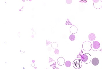 Fototapeta na wymiar Light Purple, Pink vector template with crystals, circles.
