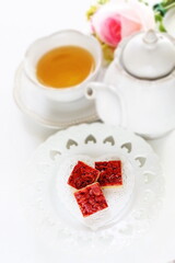Strawberry and almond cookie with copy space 