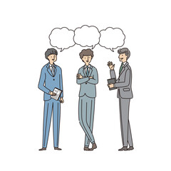 ビジネスシーン：会話するビジネスマン（主線あり）