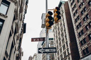 New York streets. Details of Manhattan street view. High rise buildings and skyscrapers of new York. Streets of Manhattan. Industrial city details. Empty streets of New York City. Old brownstone house