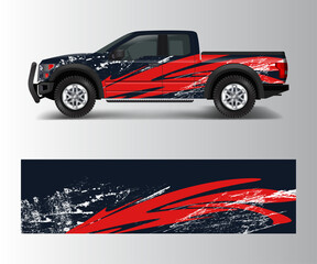 offroad vehicle wrap design vector. Pickup truck decal wrap design vector. - obrazy, fototapety, plakaty