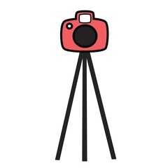 red camera on tripod vector