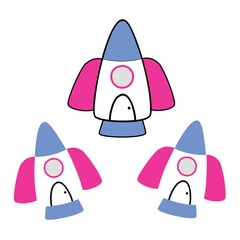 rocket hand drawn cartoon vector pack