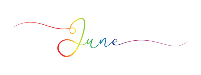 june letter calligraphy banner colorful gradient