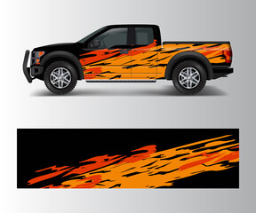 pickup truck graphic vector. abstract shape with grunge design for vehicle vinyl wrap © Saiful