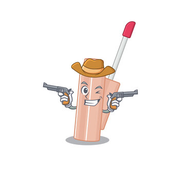 Cartoon character cowboy of lip tint with guns