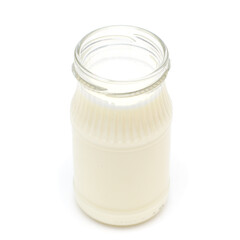 Small milk bottle isolated on white background.Baby milk product