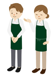 Illustration of male and female baristas