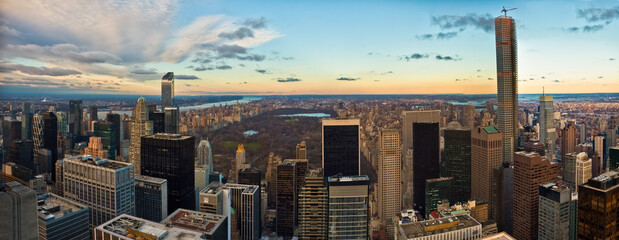 View of Central Park and Lower Manhattan From The Top of The Rock, Rockefeller Center, New York, New York, USA