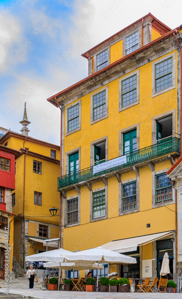 Wall mural traditional colorful house facades in the famous ribeira neighborhood in porto, portugal