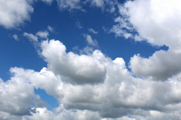 Fototapeta na wymiar Texture blue sky with white clouds under the sun