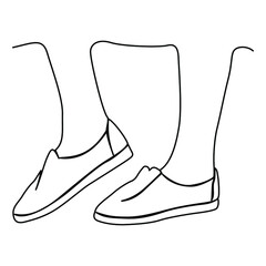 one line continuous drawing feet wearing a pair of sneaker
