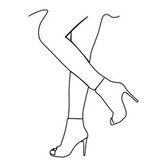 one line continuous drawing two feet wearing a pair of new high heel