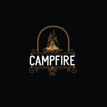 campfire logo vintage style vector design