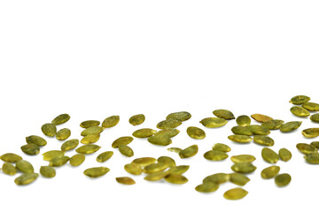 Pumpkin seeds isolated on white background