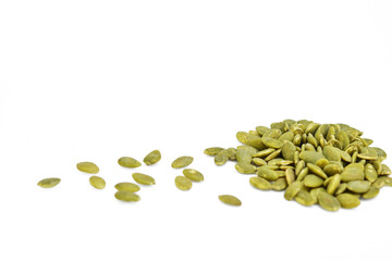 Pumpkin seeds isolated on white background