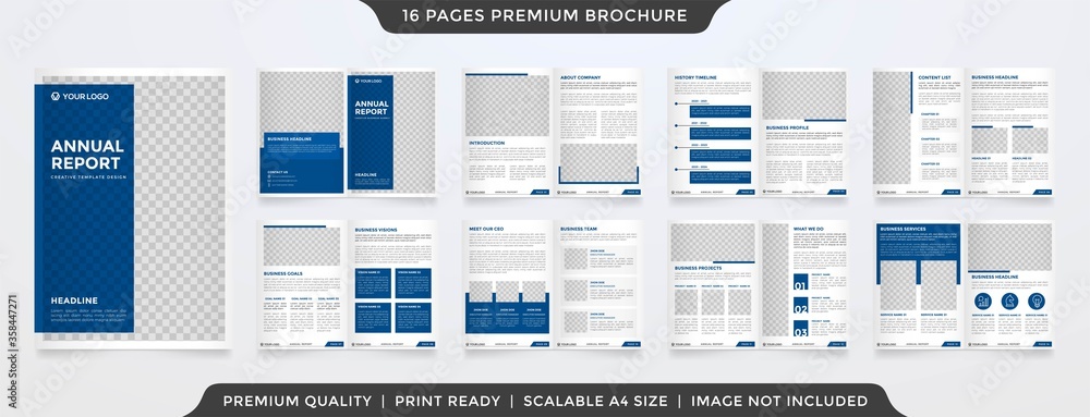 Poster set of business brochure layout template with minimalist concept and modern style use for company pr