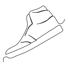 one line continuous drawing a sneaker shoe downward