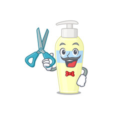 Serum cartoon character design as talented barber