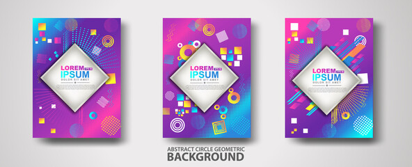 Covers templates set with trendy geometric patterns and memphis elements. Modern design